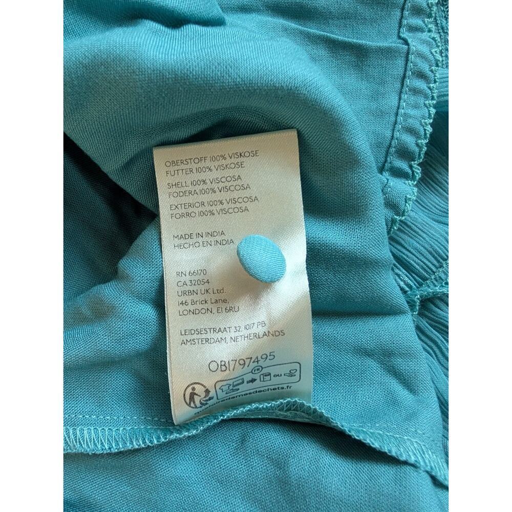 NWT By Anthropologie Long-Sleeve V-Neck Ruffled Tunic Dress Sz S TURQUOISE NA452 - Picture 9 of 9